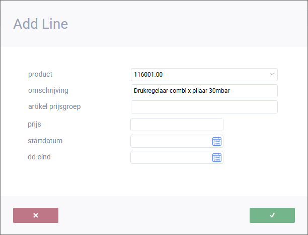 Prijslijst Aanmaken product en prijs